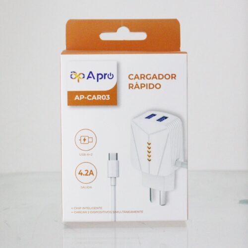 Cargador rápido con doble puerto USB Apro