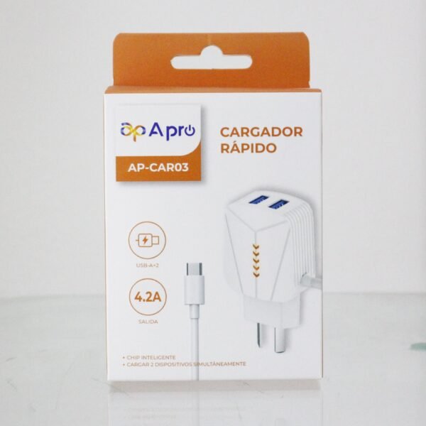 Cargador rápido con doble puerto USB Apro