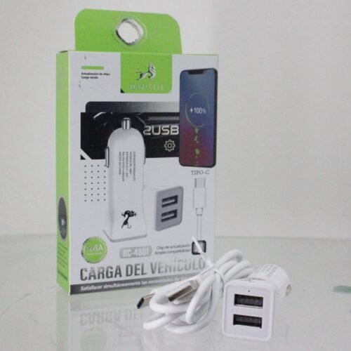 Cargador para vehículo con doble puerto USB