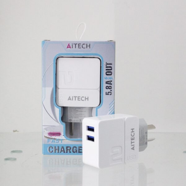 Cargador rápido Aitech con doble puerto USB