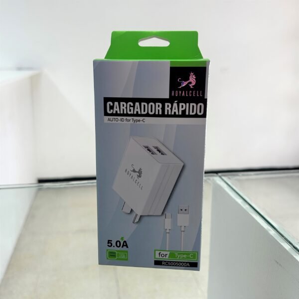 Cargador rápido con doble entrada USB y cable
